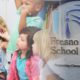 Photo of Fresno Unified logo and young students