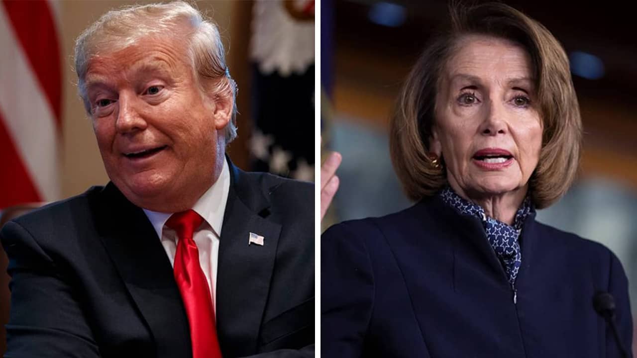 Photo combination of Donald Trump and Nancy Pelosi