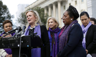 Photo of Rep. Debbie Dingell, D-Mich., Rep. Barbara Lee, D-Calif., and Sheila Jackson Lee, D-Texas