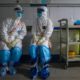 Photo of medical workers chatting in Wuhan