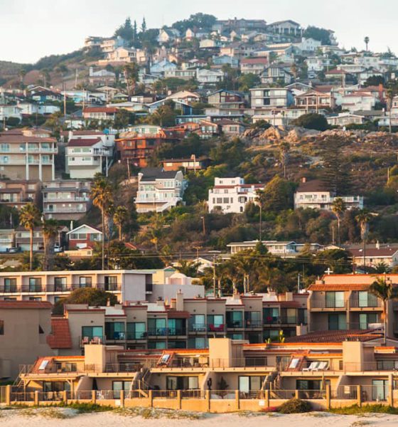 Photo of beach and town of Pismo Beach, California