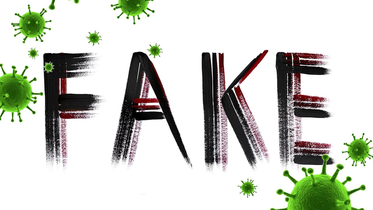 The word "fake" and coronavirus circles